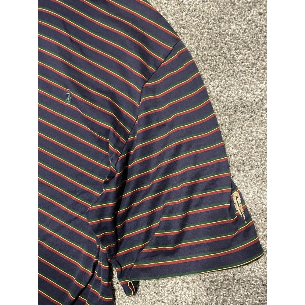 Polo‎ Golf Ralph Lauren Polo Shirt Blue With Stripes XL Pima Cotton Made In Peru